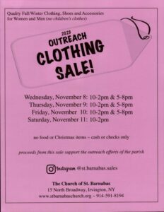 St. B. Winter Clothing Sales Westchester County